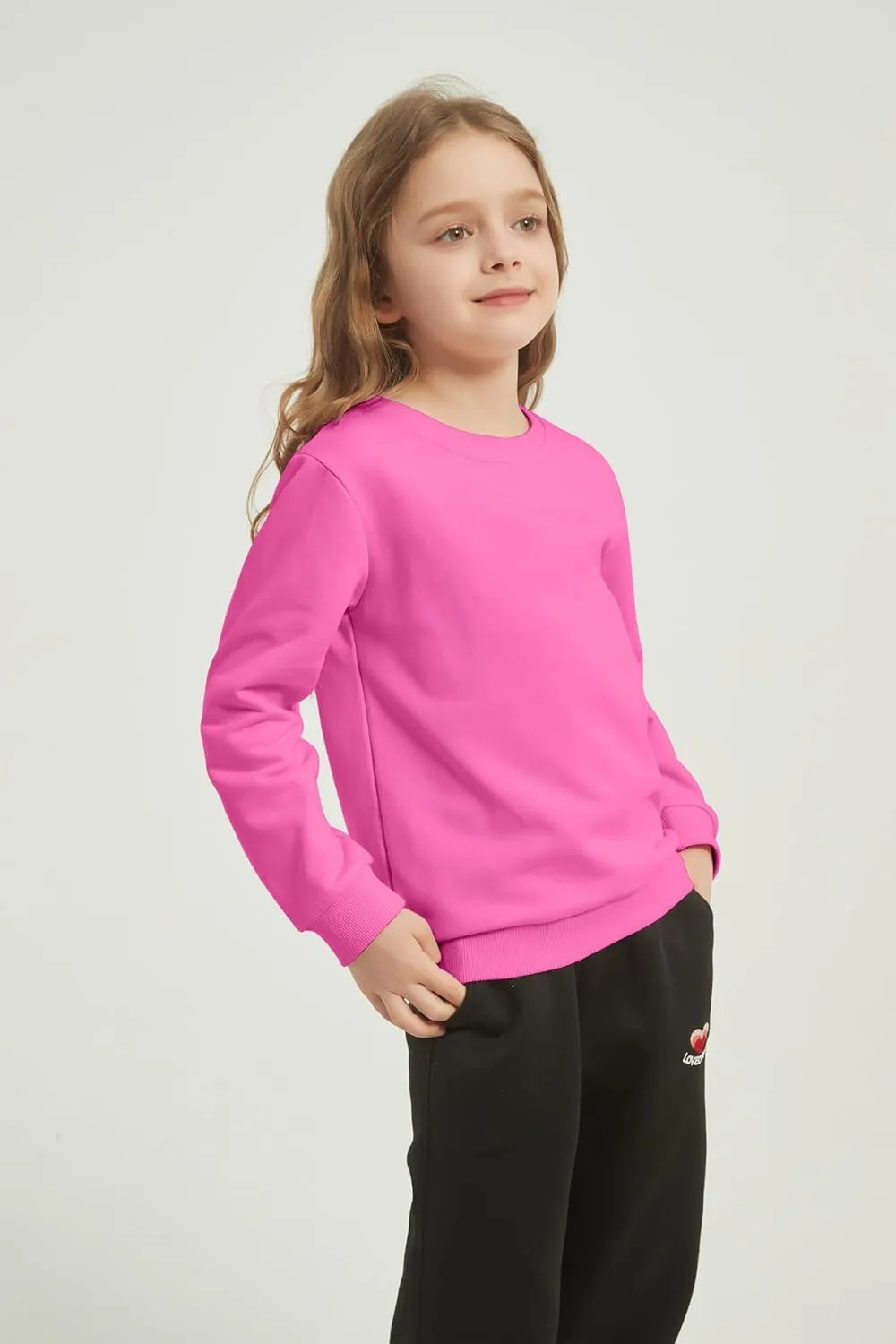2-Pack Unisex Kids Crewneck Sweatshirt Long Sleeve Cotton Pullover Tops For Boys and Girls(Thin)