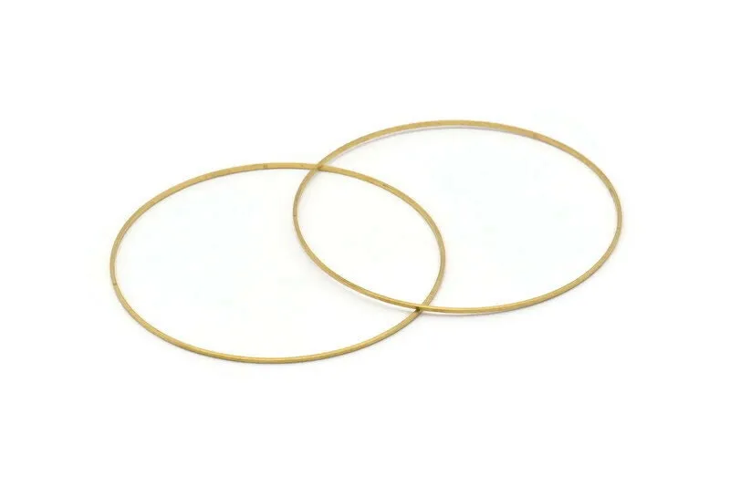 75mm Circle Connectors - 12 Raw Brass Circle Connectors (75x1x1mm) BS 1102