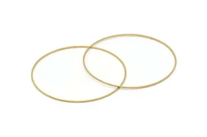 75mm Circle Connectors - 12 Raw Brass Circle Connectors (75x1x1mm) BS 1102