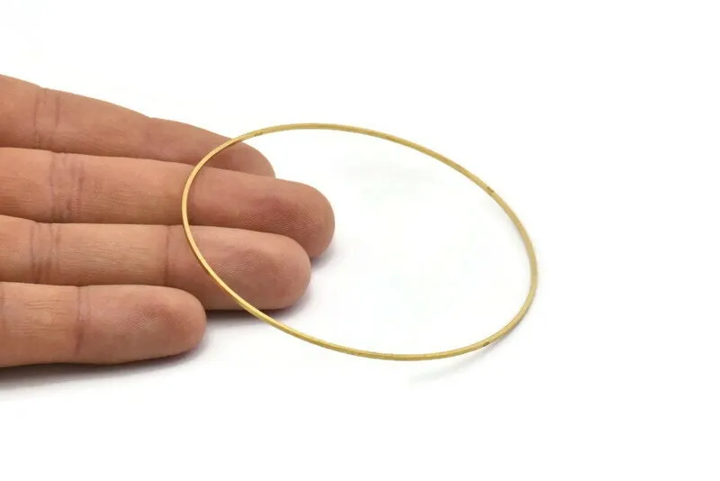 75mm Circle Connectors - 12 Raw Brass Circle Connectors (75x1x1mm) BS 1102