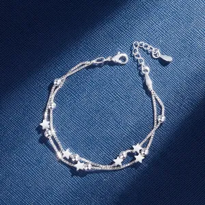 925 Sterling Silver Double Layers Bracelets
