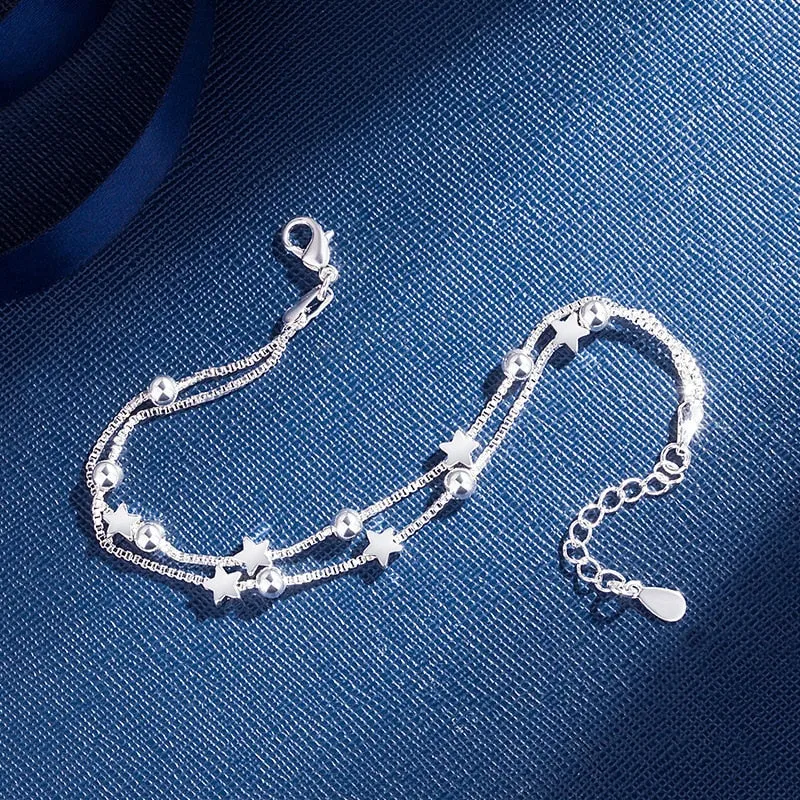 925 Sterling Silver Double Layers Bracelets