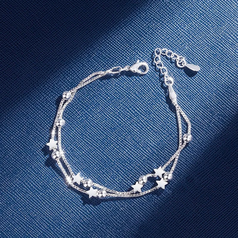 925 Sterling Silver Double Layers Bracelets