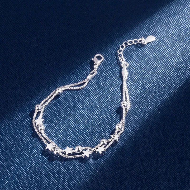 925 Sterling Silver Double Layers Bracelets