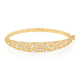 9ct Yellow And White Gold Two Tone Fancy Mesh 65mm Bangle