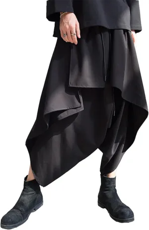 AITFINEISM Men's Casual Skirt Pants Loose Wide Leg Harem Pant Japanese Harajuku Kimono Trousers