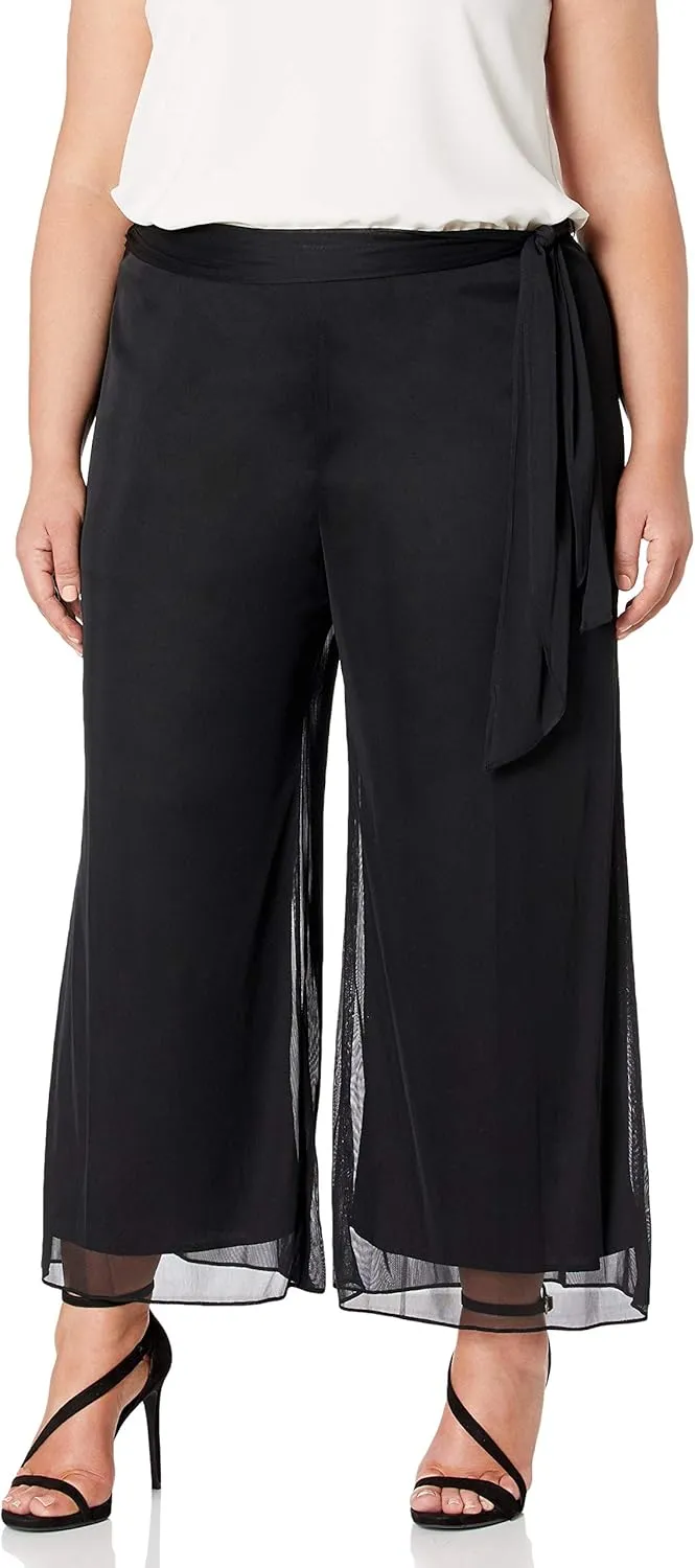 Alex Evenings Women's Wide Leg Chiffon Dress Mother of The Bride, Elegant Formal Pant (Plus Size)