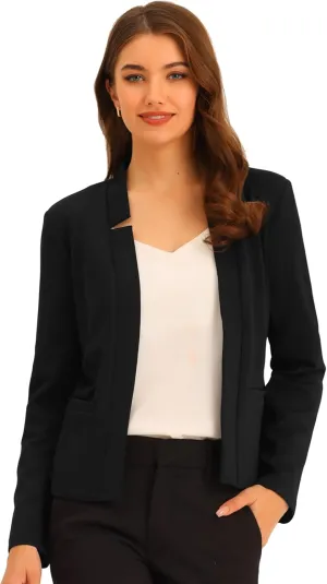 Allegra K Business Casual Blazer for Women's Notched Neck Suit Jacket Long Sleeve Open Front Blazers