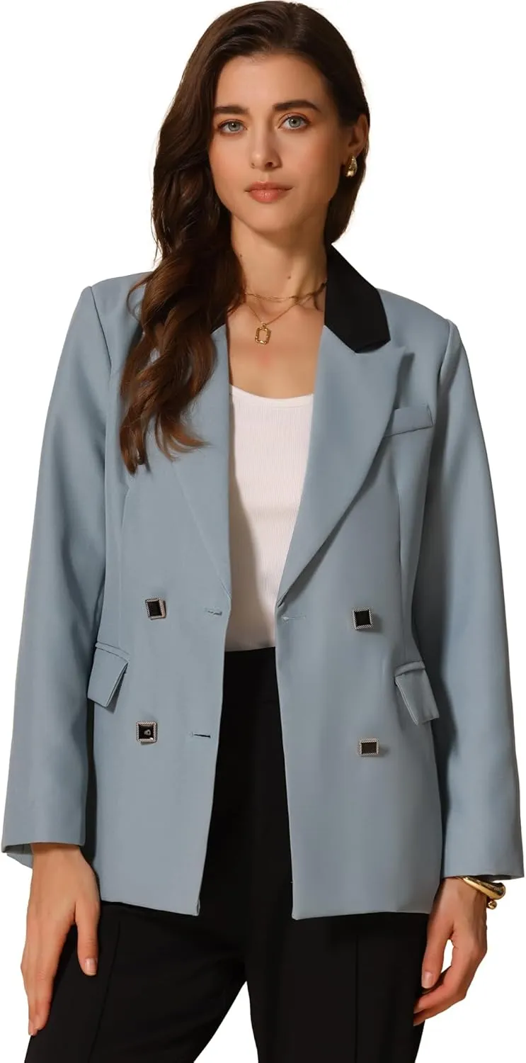 Allegra K Women's Blazers Business Casual Open Front Work Office Blazer Suit Solid Jacket with Pockets