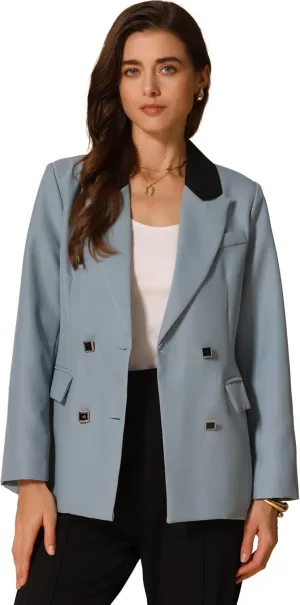 Allegra K Women's Blazers Business Casual Open Front Work Office Blazer Suit Solid Jacket with Pockets