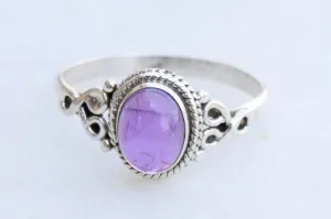 Amethyst Stone Ring 925 Sterling Silver Statement Ring For Women Handmade Rings Gemstone Christmas Promise Ring Size US 9 Gift For Her