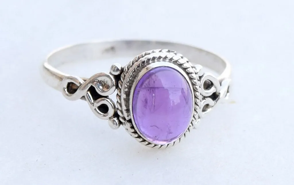 Amethyst Stone Ring 925 Sterling Silver Statement Ring For Women Handmade Rings Gemstone Christmas Promise Ring Size US 9 Gift For Her