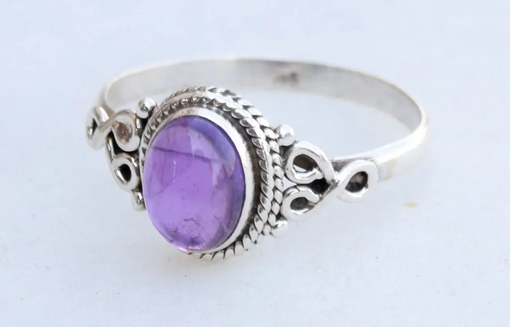 Amethyst Stone Ring 925 Sterling Silver Statement Ring For Women Handmade Rings Gemstone Christmas Promise Ring Size US 9 Gift For Her