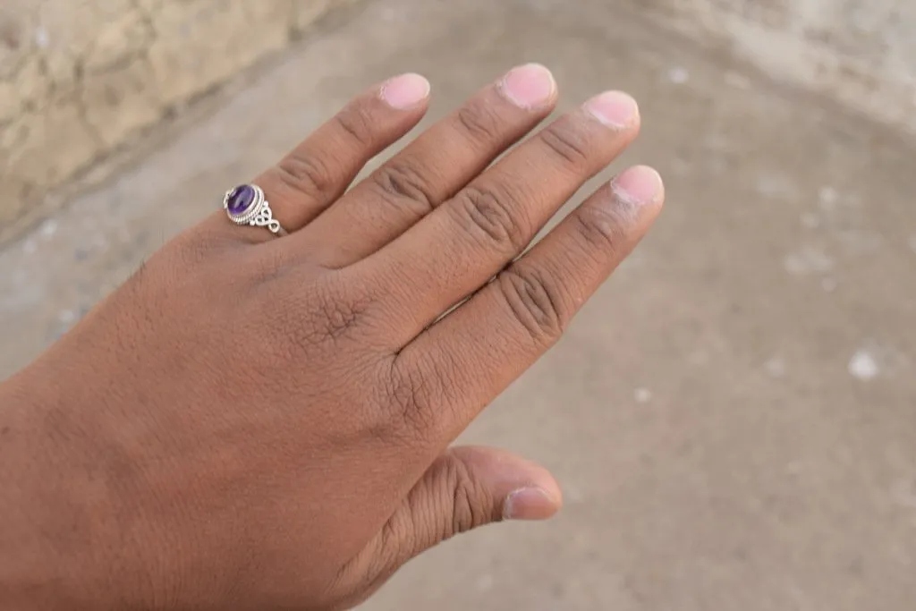 Amethyst Stone Ring 925 Sterling Silver Statement Ring For Women Handmade Rings Gemstone Christmas Promise Ring Size US 9 Gift For Her