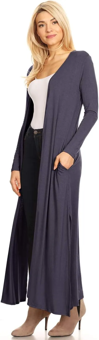 Anna-Kaci Women's Casual Cardigan Long Sleeve Open Front Drape Cardigans Lightweight Long Duster