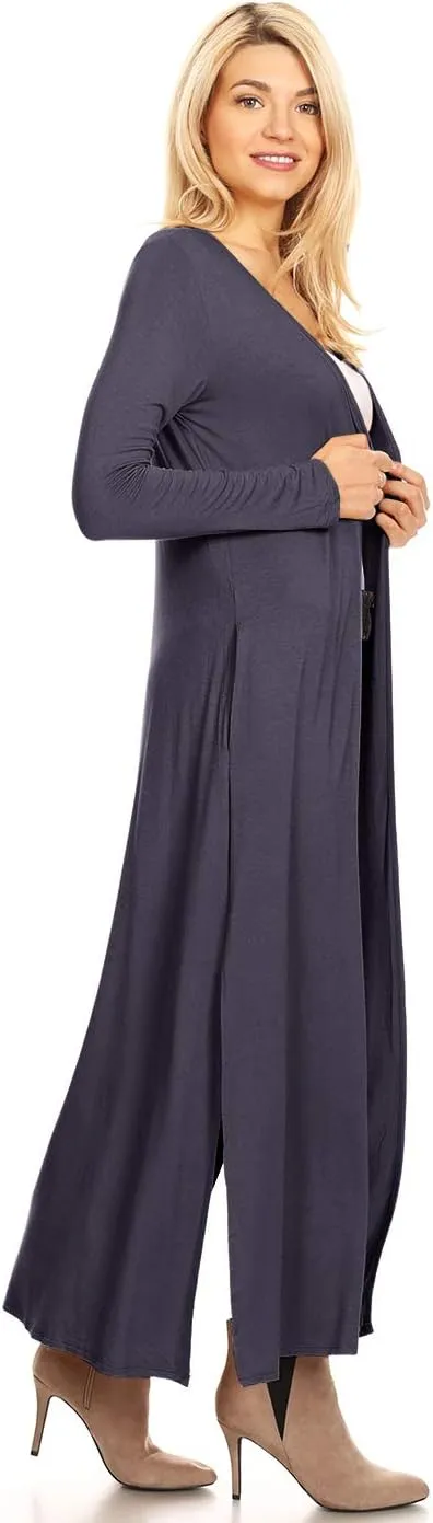 Anna-Kaci Women's Casual Cardigan Long Sleeve Open Front Drape Cardigans Lightweight Long Duster