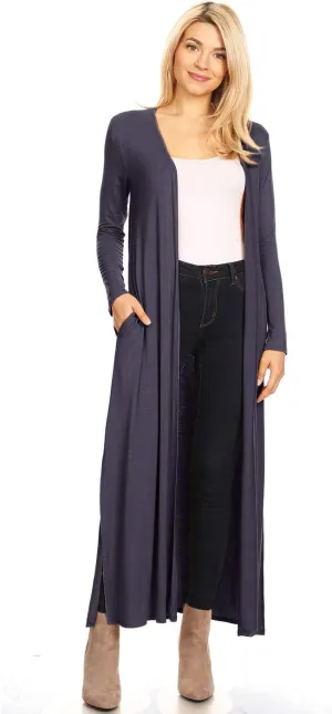 Anna-Kaci Women's Casual Cardigan Long Sleeve Open Front Drape Cardigans Lightweight Long Duster