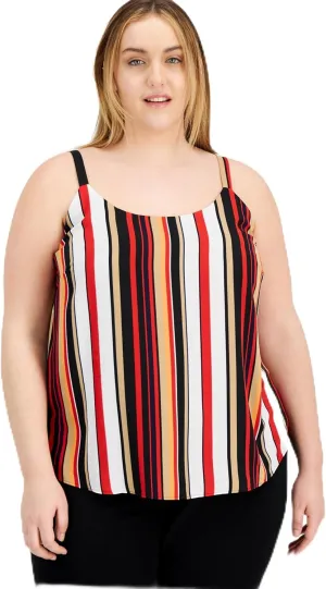 Anne Klein Plus Size Striped Chiffon Camisole Anne Black Combo 3X