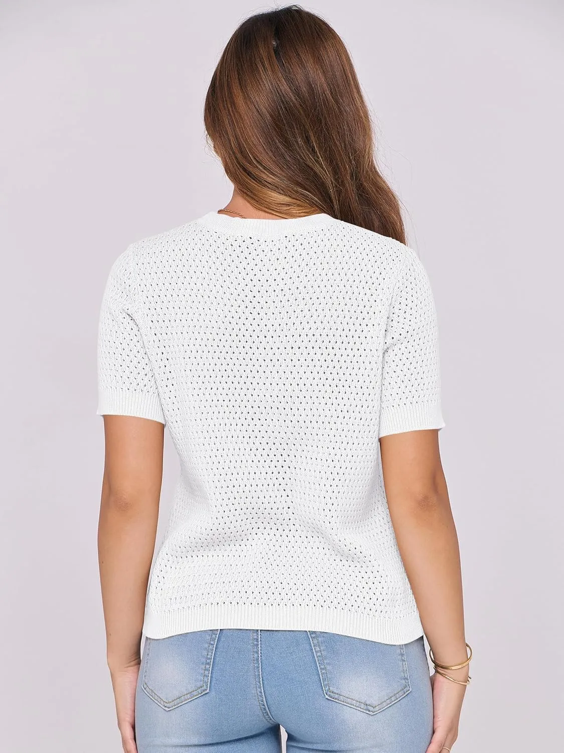 ANRABESS Women's Short Sleeve Sweaters Summer Knit Tops Crewneck Casual Business Dressy Blouses 2025 Spring Outfit