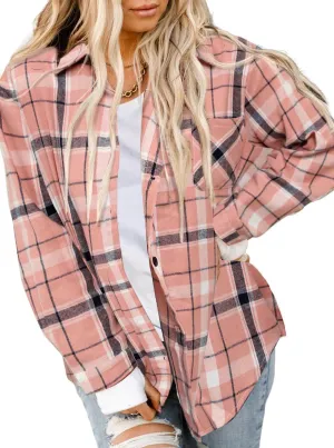 Asiertiy Womens Buffalo Plaid Flannel Shirt Long Sleeve Collar Button Down Blouses Lightweight Tops (S-2XL)