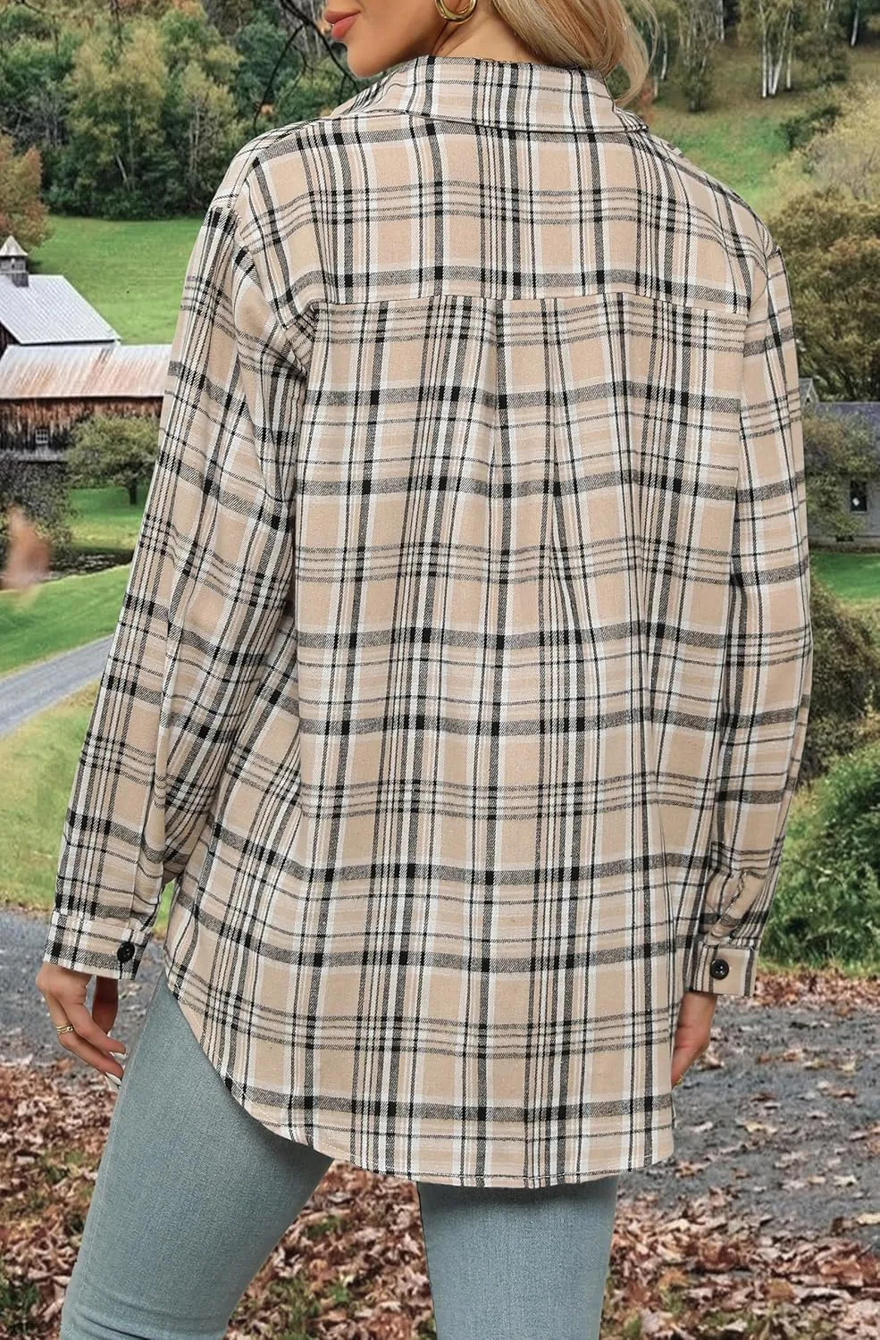 Asiertiy Womens Buffalo Plaid Flannel Shirt Long Sleeve Collar Button Down Blouses Lightweight Tops (S-2XL)
