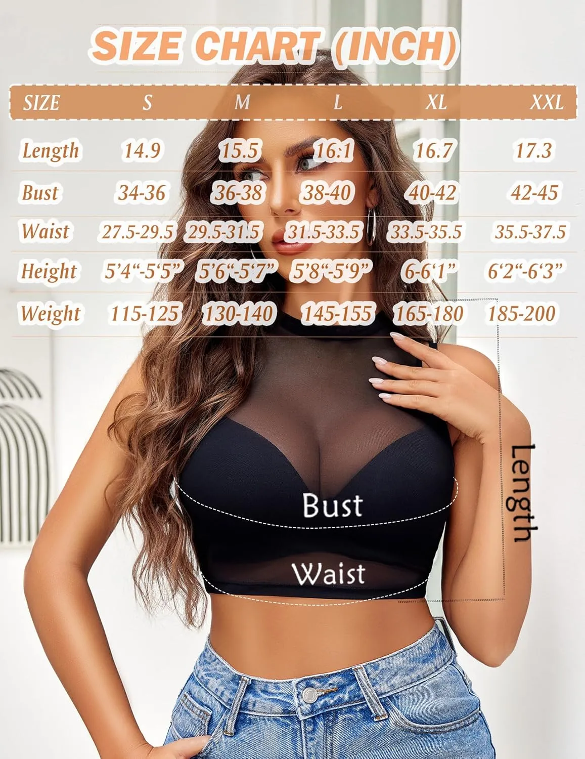Avidlove Sexy Mesh Crop Top for Women Sleeveless Sheer High Neck Tops See Through Tank Blouses Shirts