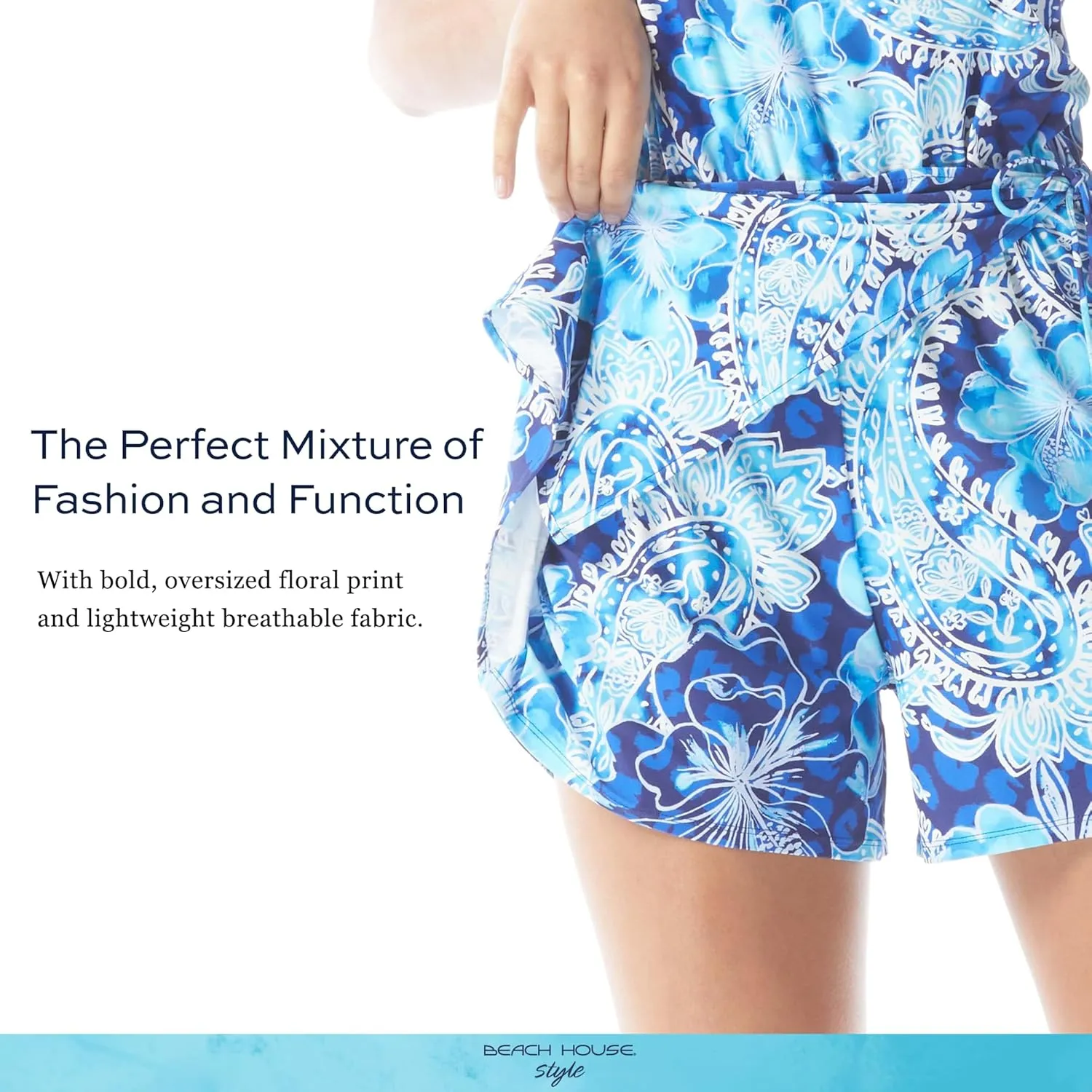 BEACH HOUSE Style Madison UPF 50  Jersey Sleeveless Skort Romper for Women  Back Zipper