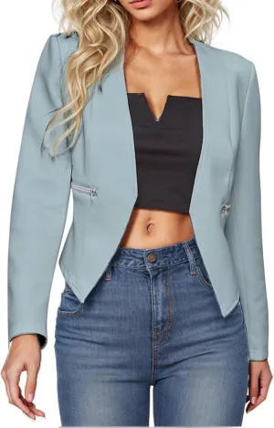 Blazers for Women Long Sleeve Open Front Cardigan Casual Work Office Busssiness Cropped Blazer Suit Jackets