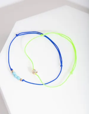 Blue Fluro Yellow Bracelets
