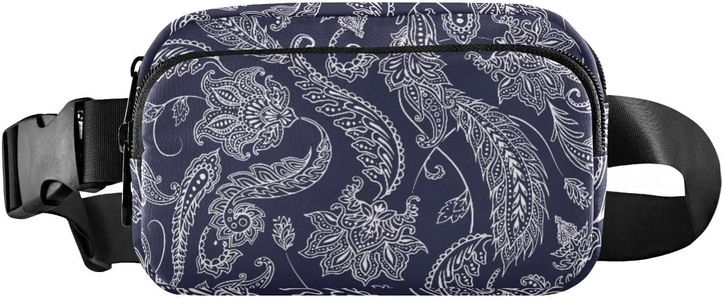 Boho Paisley Pattern Fashion Fanny Pack for Men Women, Small Waterproof Waist Pack with Adjustable Strap for Travel Running Hiking