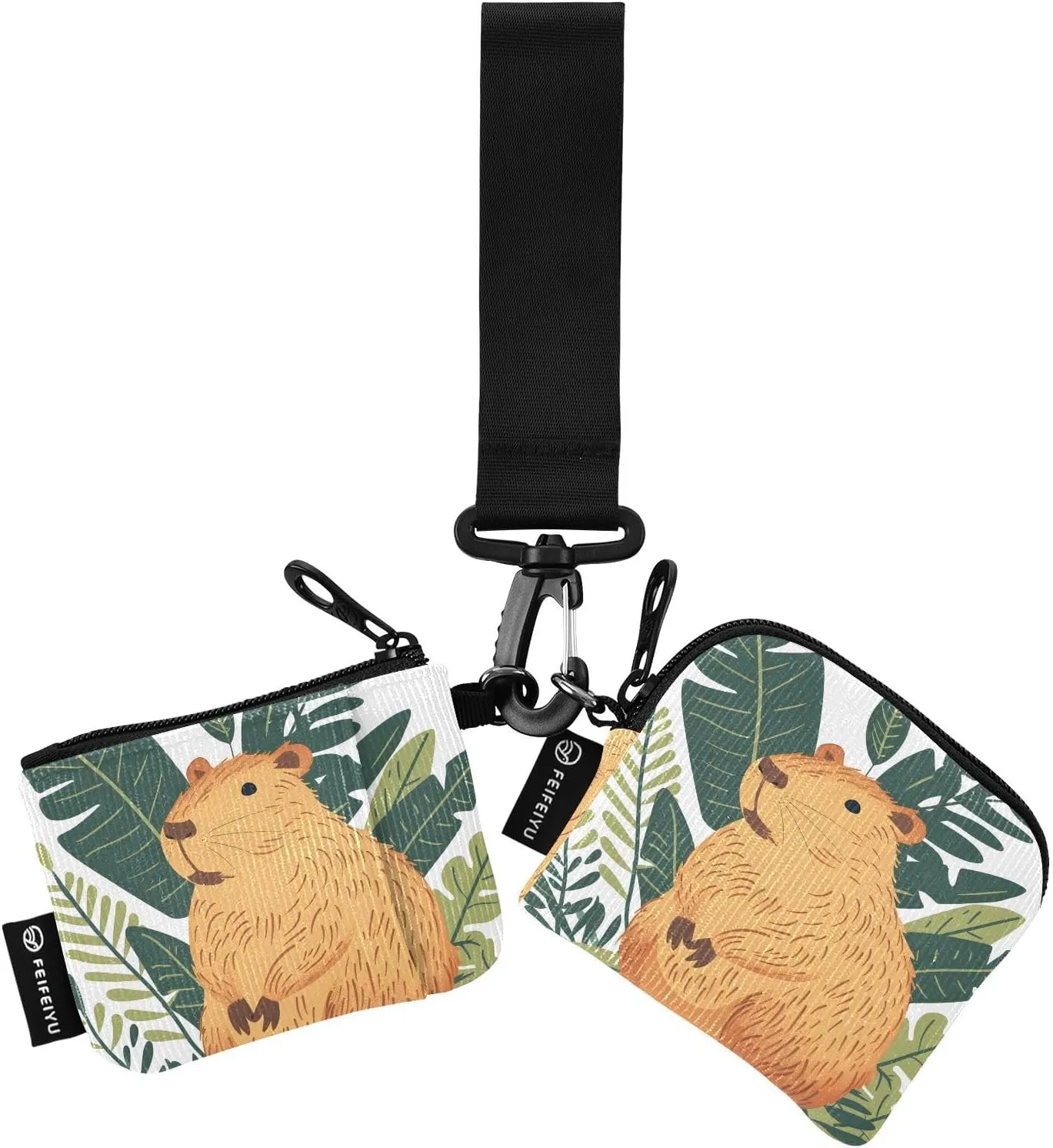 Bolaz Mini Zip Around Wristlet Wallet for WomenDetachable Dual Pouch Card Wallet for Sports Outdoor Men Travel-Cute Capybara Animal 2