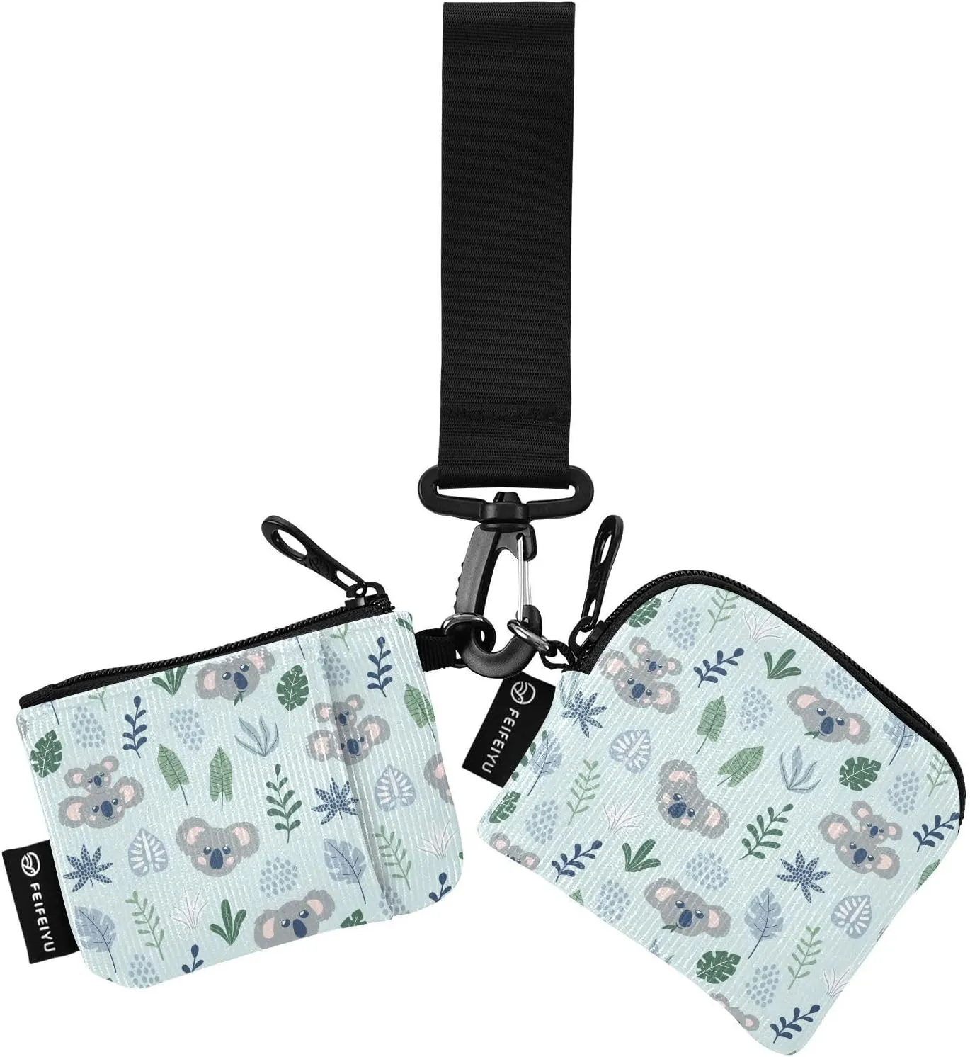 Bolaz Mini Zip Around Wristlet Wallet for WomenDetachable Dual Pouch Card Wallet for Sports Outdoor Men Travel-Cute Koala Bear Leaf