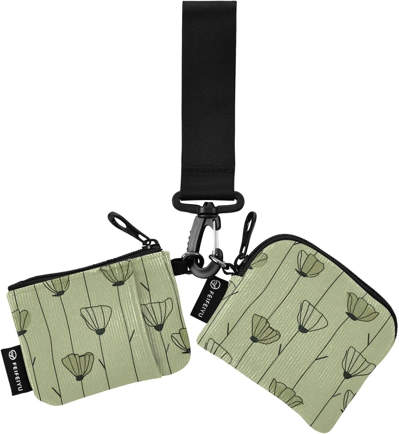 Bolaz Mini Zip Around Wristlet Wallet for WomenDetachable Dual Pouch Card Wallet for Sports Outdoor Men Travel-Flower