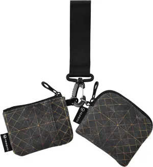 Bolaz Mini Zip Around Wristlet Wallet for WomenDetachable Dual Pouch Card Wallet for Sports Outdoor Men Travel-Geometric Pattern Black