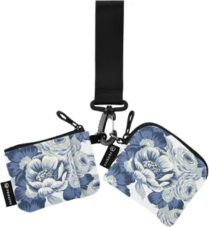 Bolaz Mini Zip Around Wristlet Wallet for WomenDetachable Dual Pouch Card Wallet for Sports Outdoor Men Travel-Vintage Blue Rose Pattern