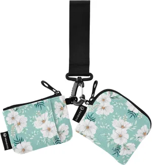 Bolaz Mini Zip Around Wristlet Wallet for WomenDetachable Dual Pouch Card Wallet for Sports Outdoor Men Travel-White Daisy on Blue