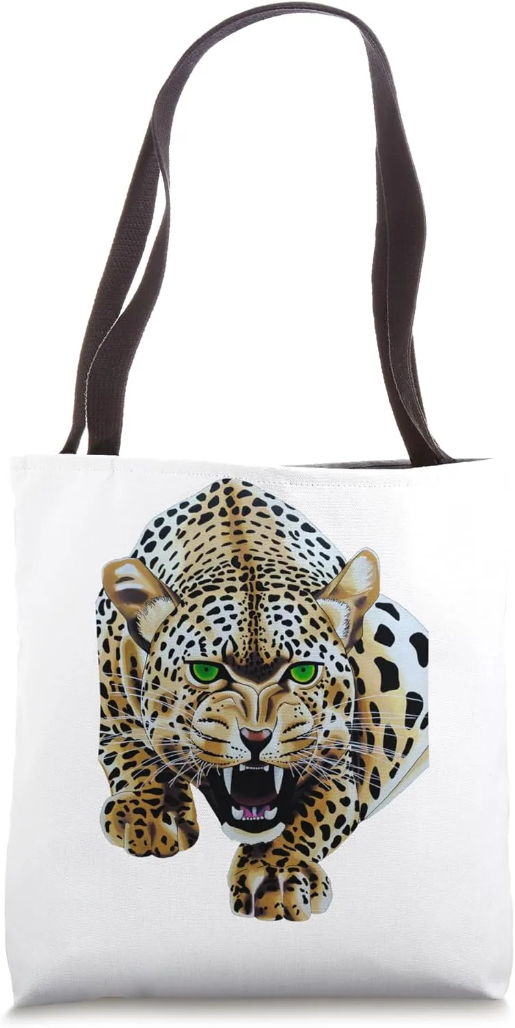 Bold Leopard Wildlife Jungle Vibes Vintage Leopard Print Art Tote Bag