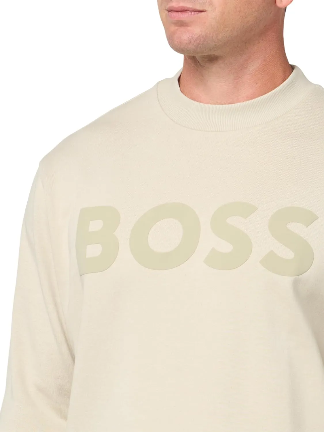 BOSS Men's Bold Logo French Terry Crew Neck Sweatshirt