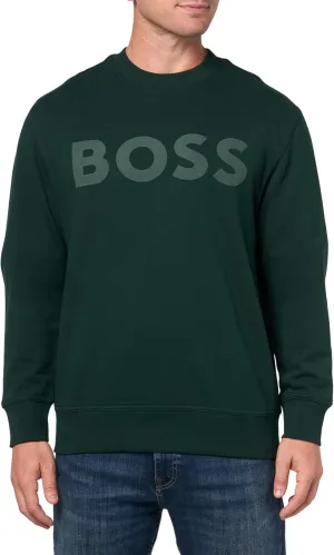 BOSS Men's Bold Logo French Terry Crew Neck Sweatshirt