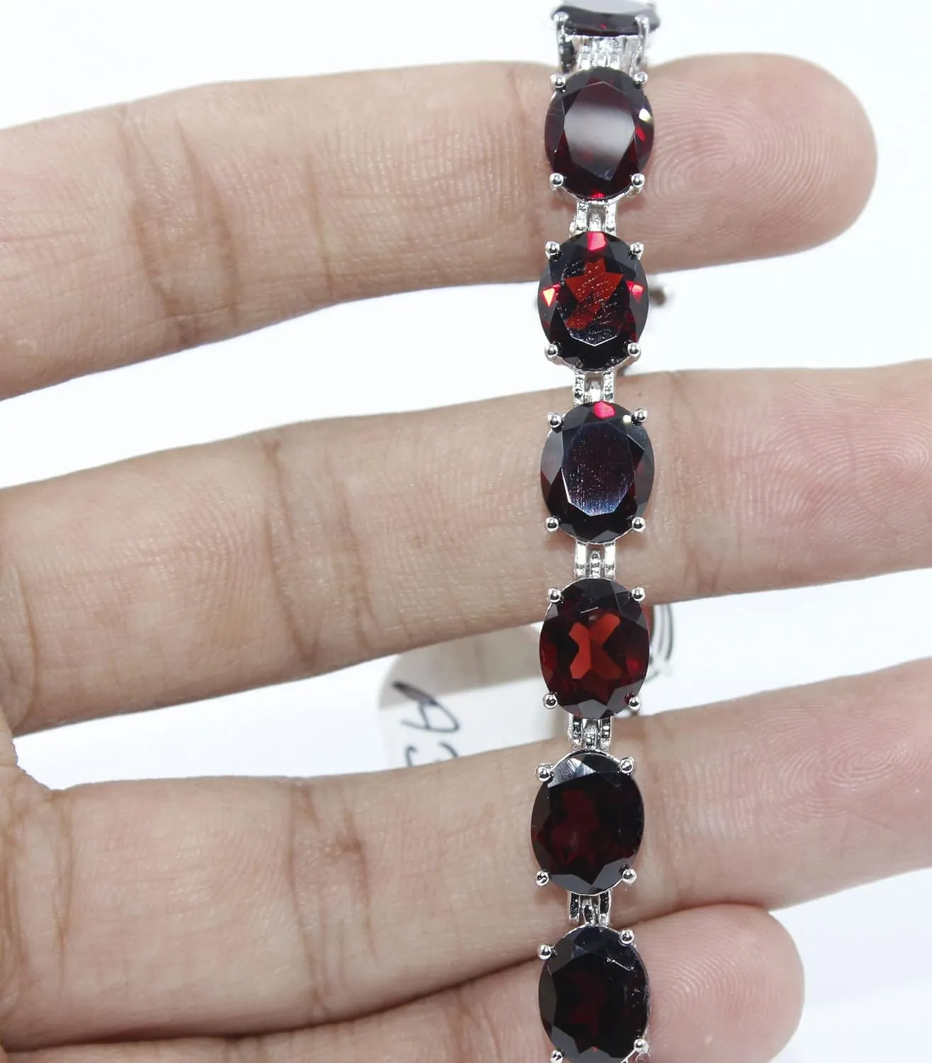 Bracelet Handmade Garnet Watch Charm girls woman 10x8 mm 7in