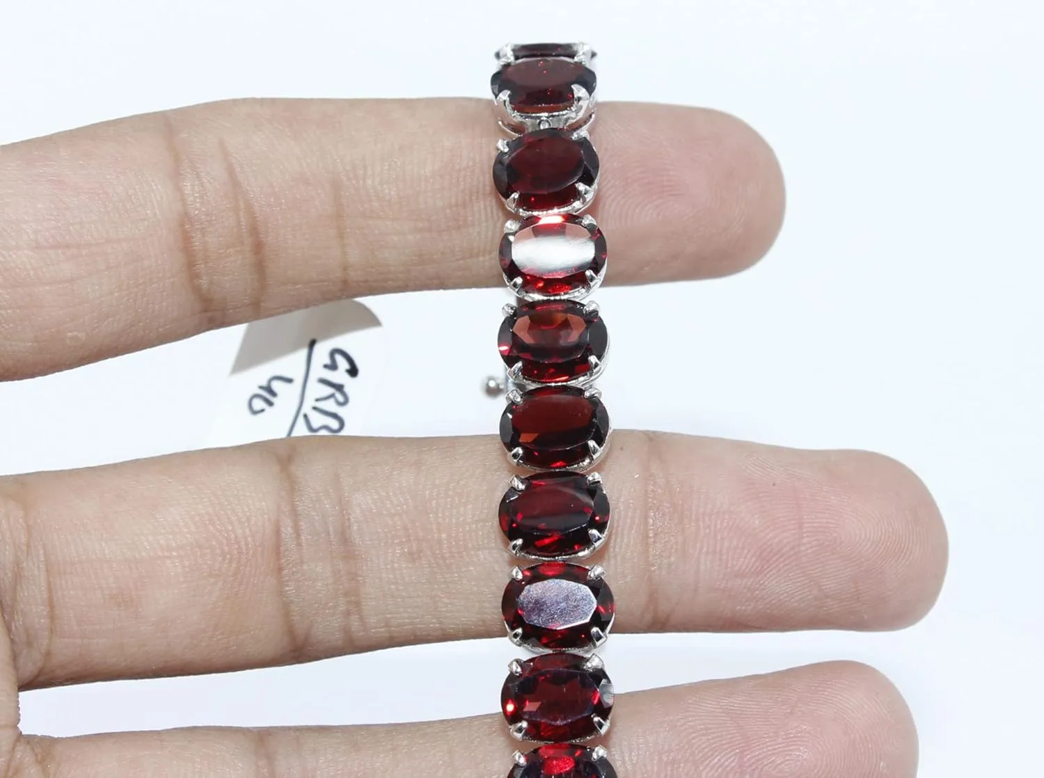 Bracelet Handmade Garnet Watch Charm girls woman 9x7 mm 7in