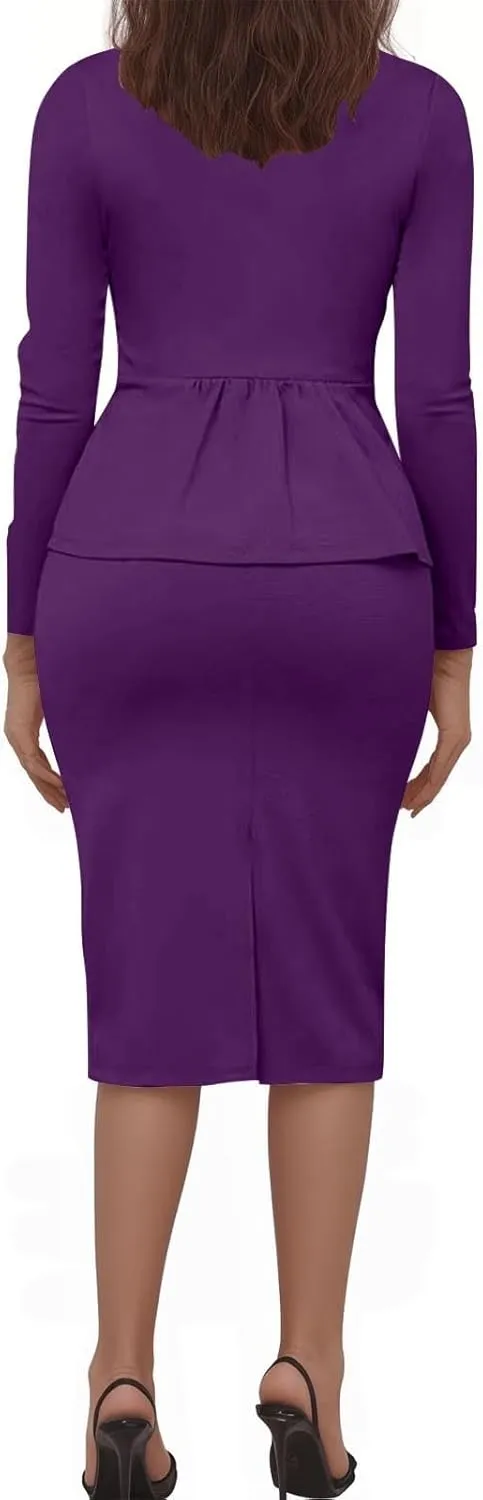 Business Skirt Suit Set for Women Work Office Long Sleeve Blazer and Pencil Skirt Sexy Ladies 2 Piece Outfits