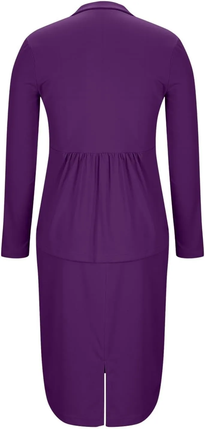 Business Skirt Suit Set for Women Work Office Long Sleeve Blazer and Pencil Skirt Sexy Ladies 2 Piece Outfits