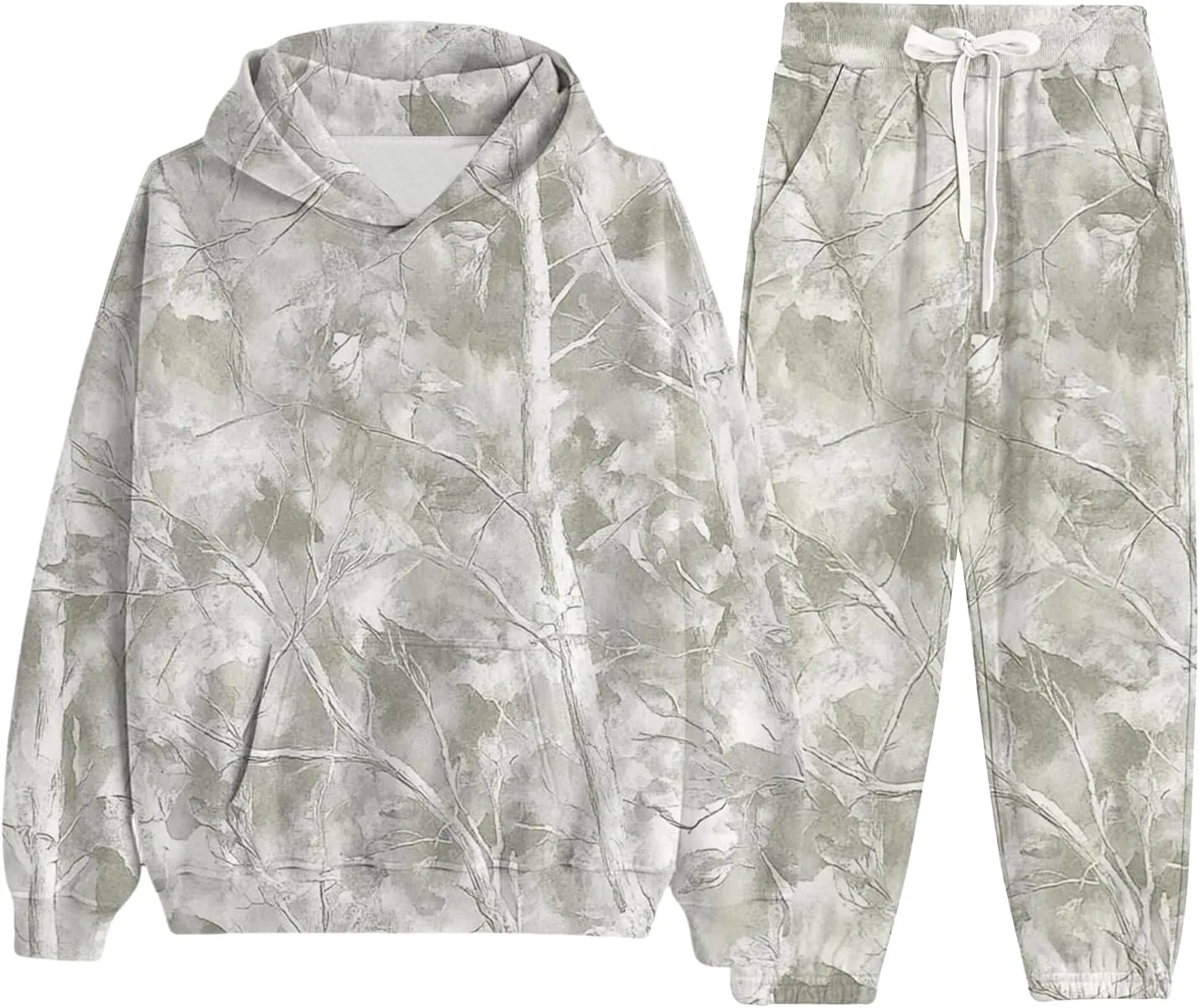 Camo Sweat Set for Women 2 Piece Hoodie Sets Maple Leaf Print Oversized Sweatshirt Sweatpants Fall Outfits