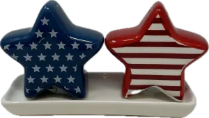 Ceramic Red/White/Blue S/P Shakers