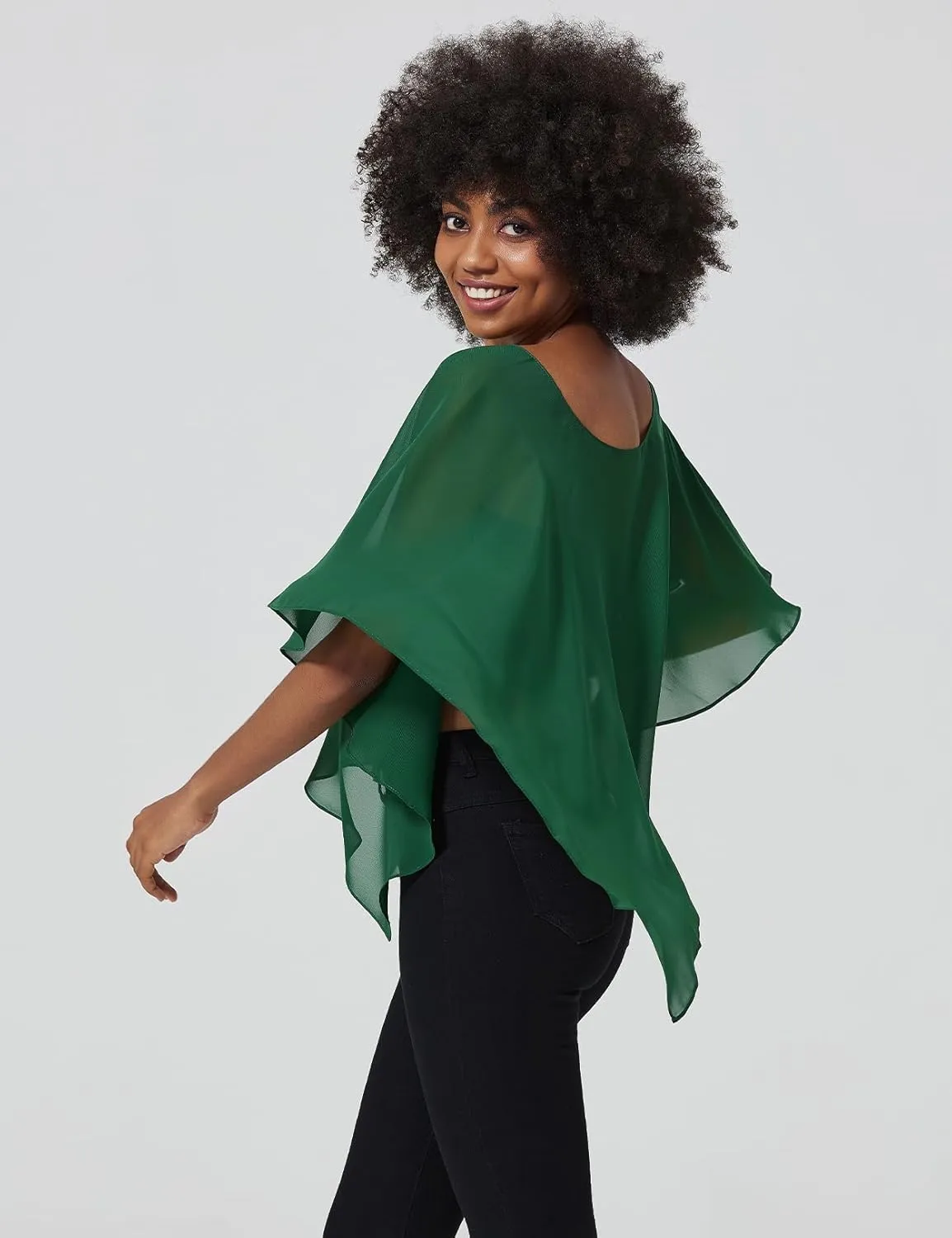 Chiffon Cape Poncho Shawls and Wraps for Evening Dresses Wedding Party Travel Lightweight Soft