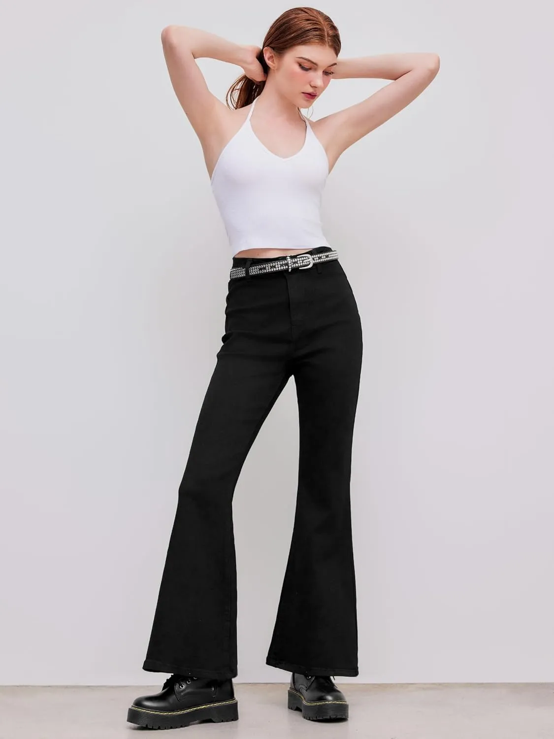 CIDER Flare Jeans for Women High Waist Stretch Wide Leg Denim Pants Slim Fit Jeans