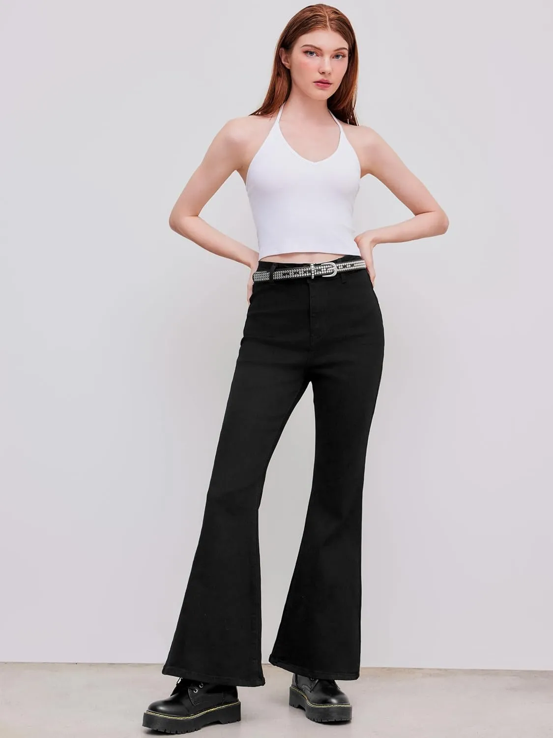 CIDER Flare Jeans for Women High Waist Stretch Wide Leg Denim Pants Slim Fit Jeans
