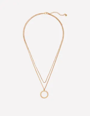 Circle Ring Layered Necklace-Gold