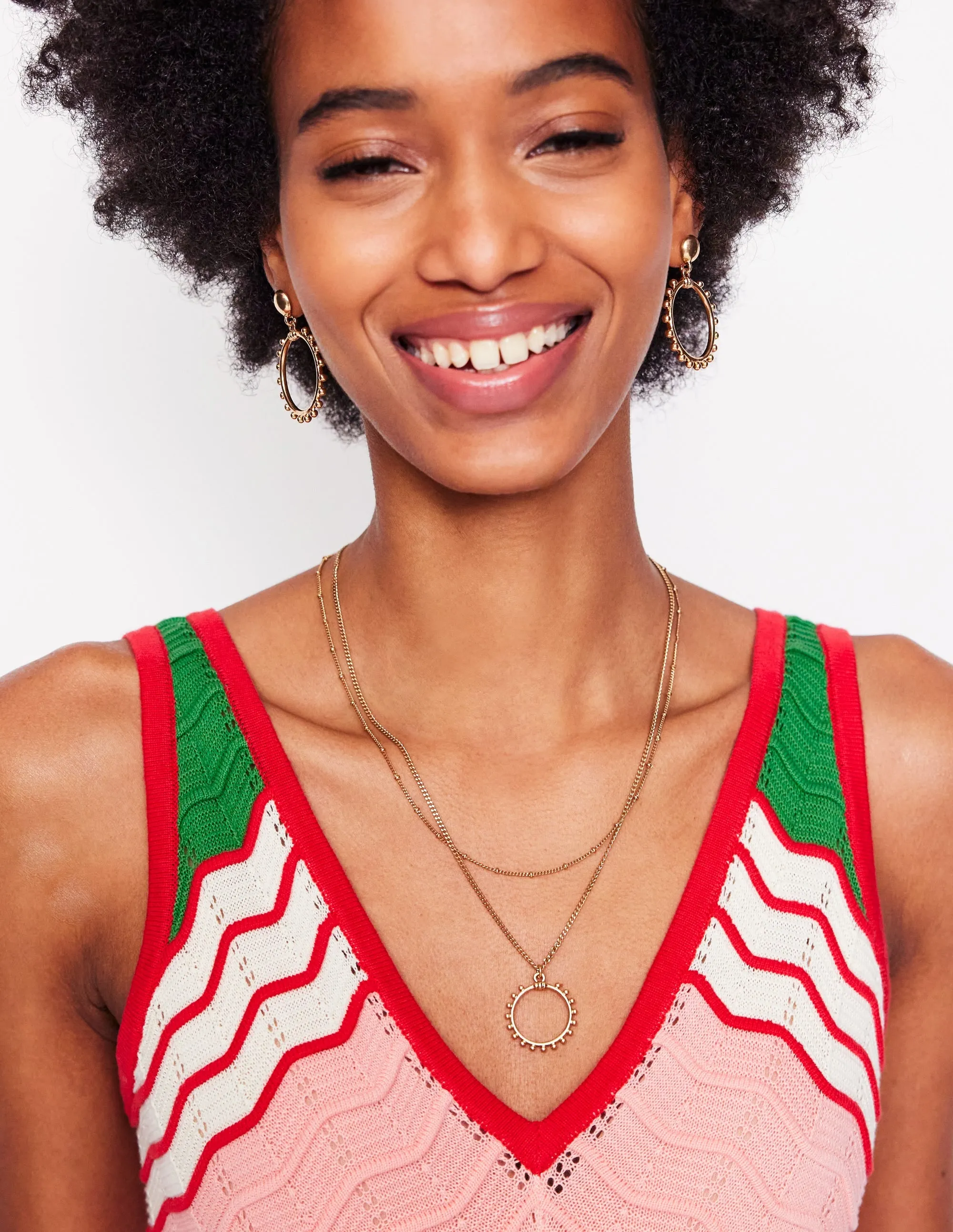 Circle Ring Layered Necklace-Gold